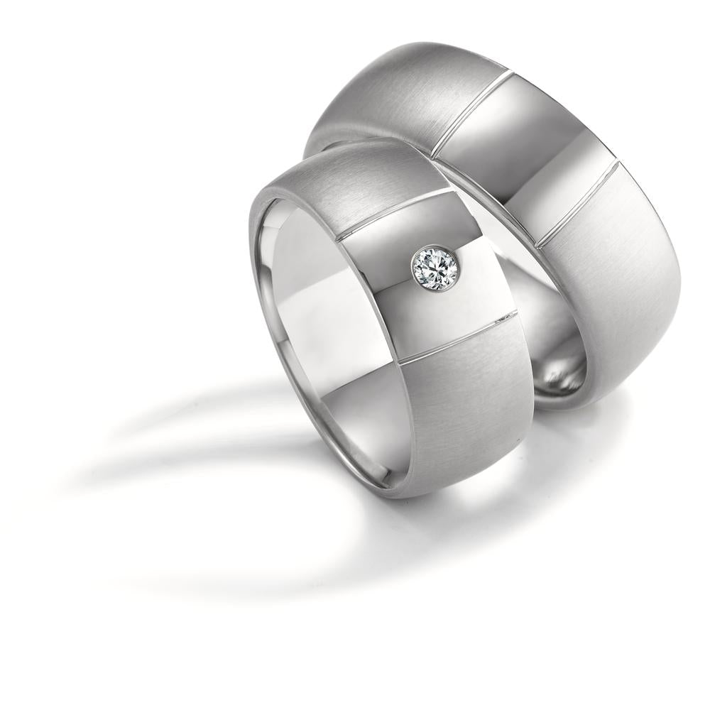 Partnerring TAMOR aus Edelstahl mit Brillantpavée TW/si, Made in Germany