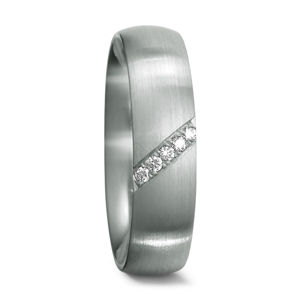 Fingerring 950 Platin Diamant 0.035 ct, 5 Steine, tw-if, Made in Germany