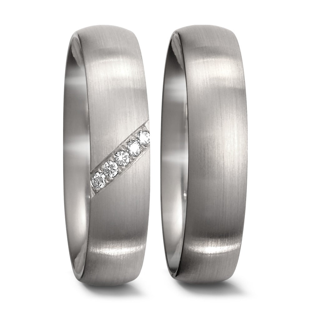 Fingerring 950 Platin Diamant 0.035 ct, 5 Steine, tw-if, Made in Germany