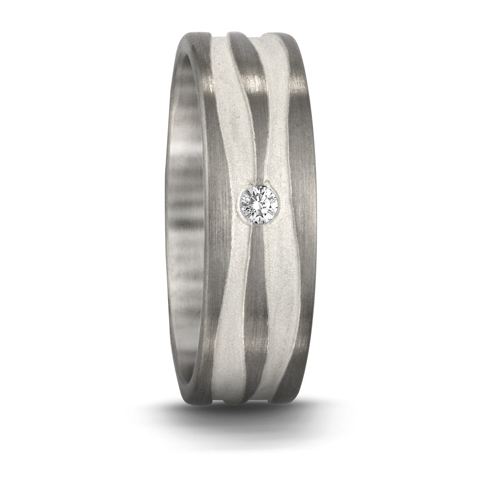 Fingerring 950 Palladium, Silber Diamant 0.03 ct, tw-si, Made in Germany