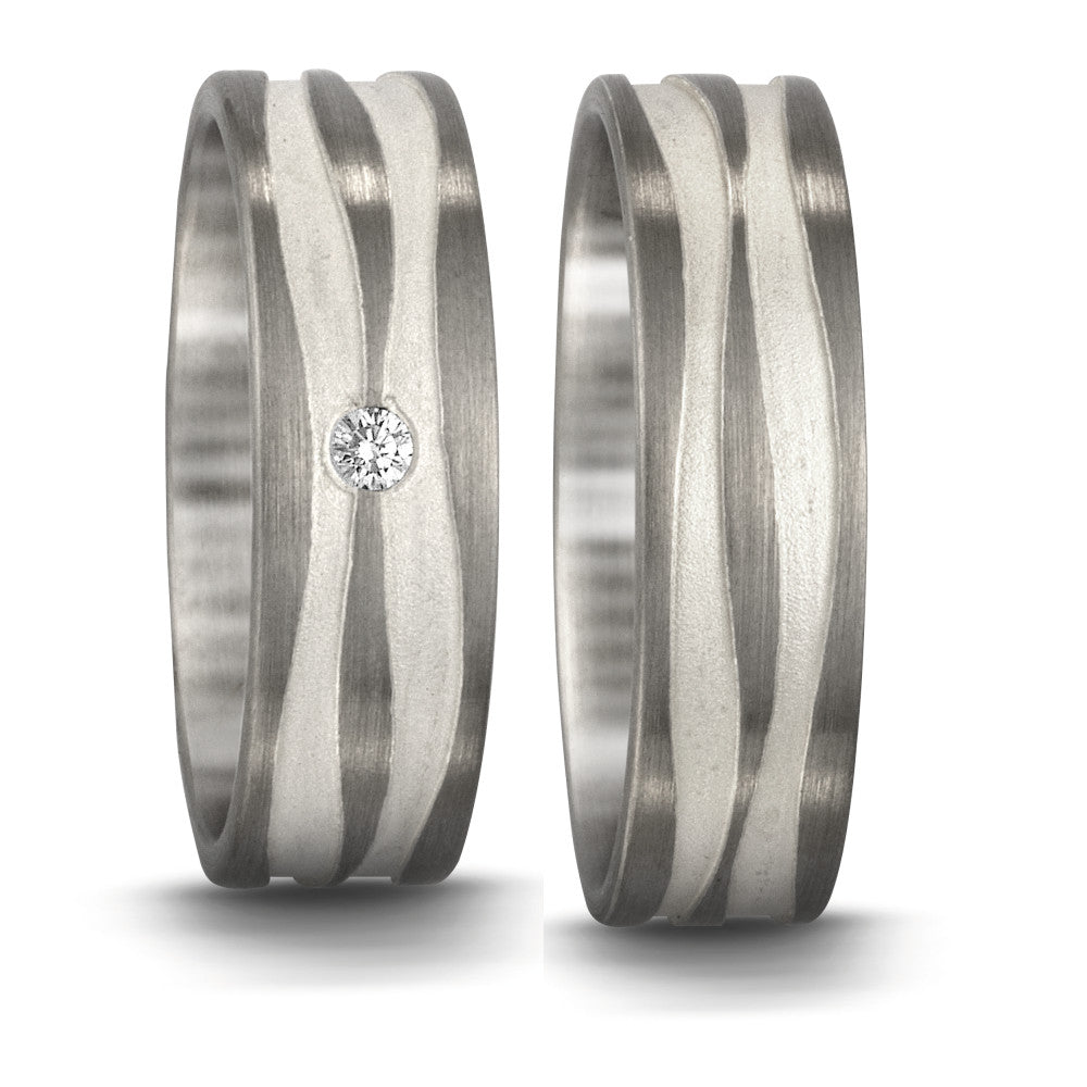 Fingerring 950 Palladium, Silber Diamant 0.03 ct, tw-si, Made in Germany
