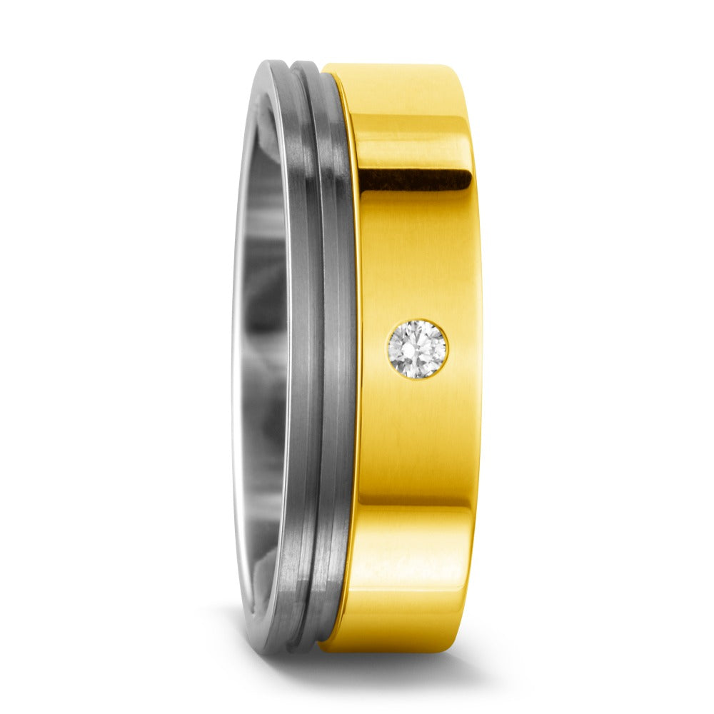 Fingerring Titan, 750/18 K Gelbgold Diamant 0.03 ct, w-si, Made in Germany