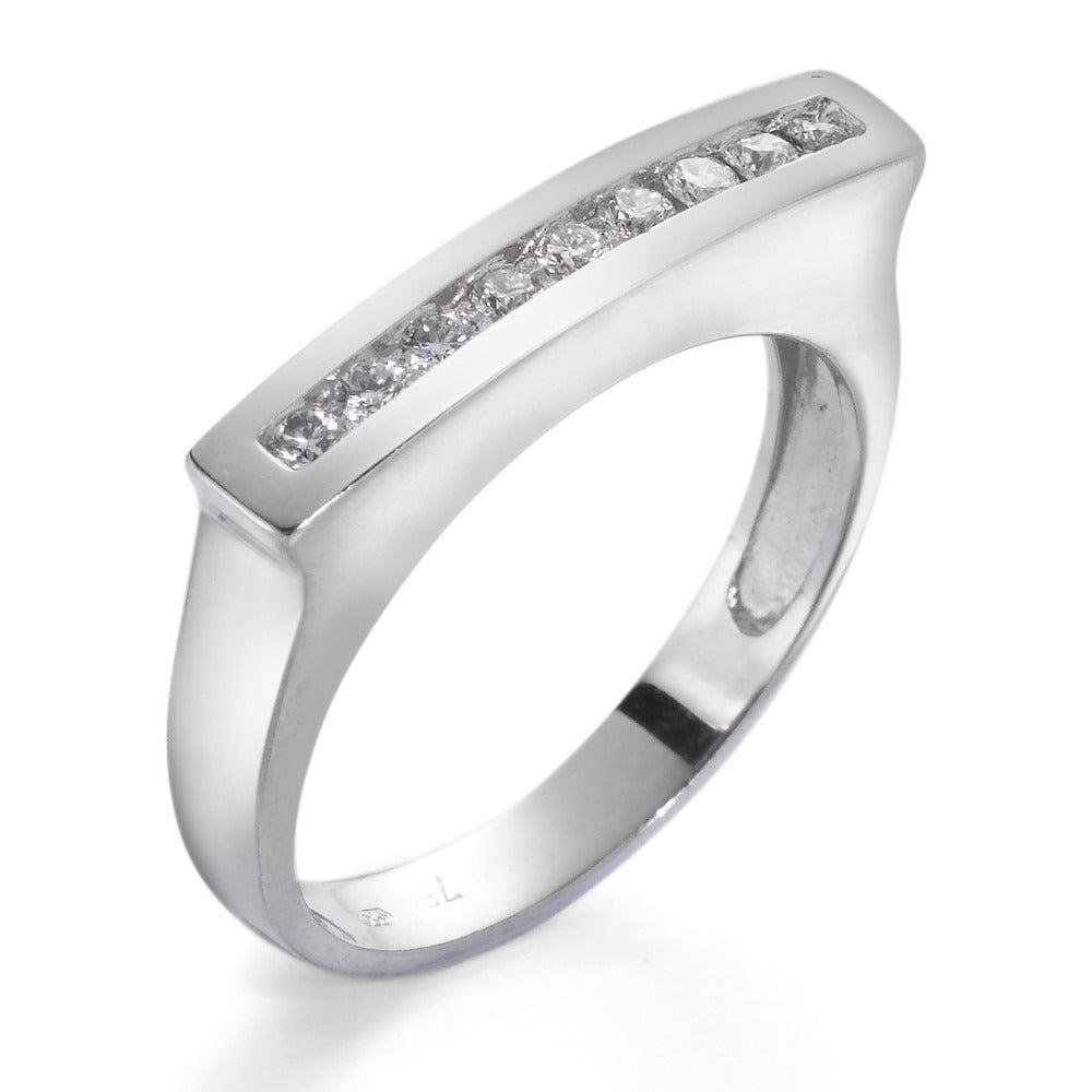 Fingerring 750/18 K Weissgold Diamant 0.18 ct, 9 Steine, w-si, Made in Germany