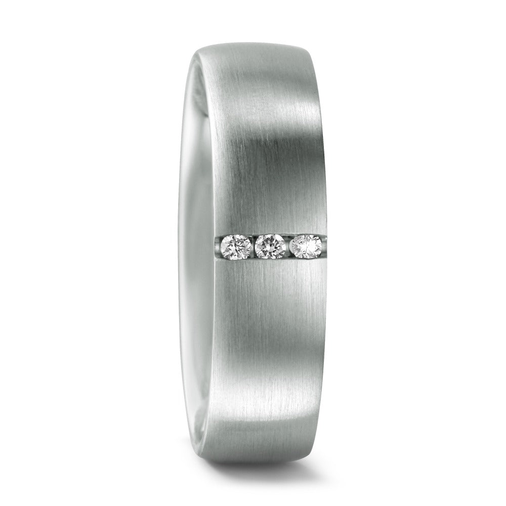 Fingerring 950 Platin Diamant 0.03 ct, 3 Steine, w-si, Made in Germany