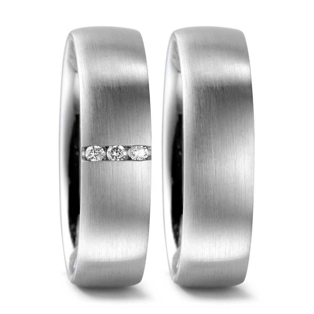 Fingerring 950 Platin Diamant 0.03 ct, 3 Steine, w-si, Made in Germany