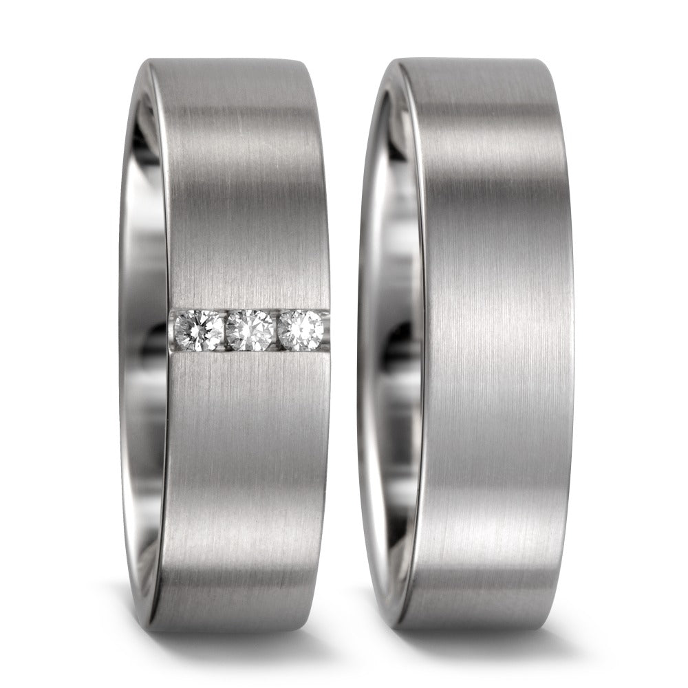 Fingerring 950 Platin Diamant 0.06 ct, 3 Steine, tw-si, Made in Germany
