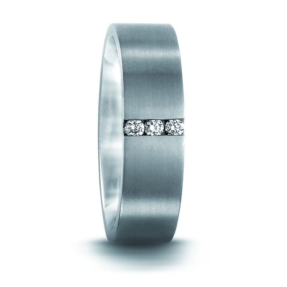 Fingerring 950 Palladium Diamant 0.06 ct, 3 Steine, tw-si, Made in Germany