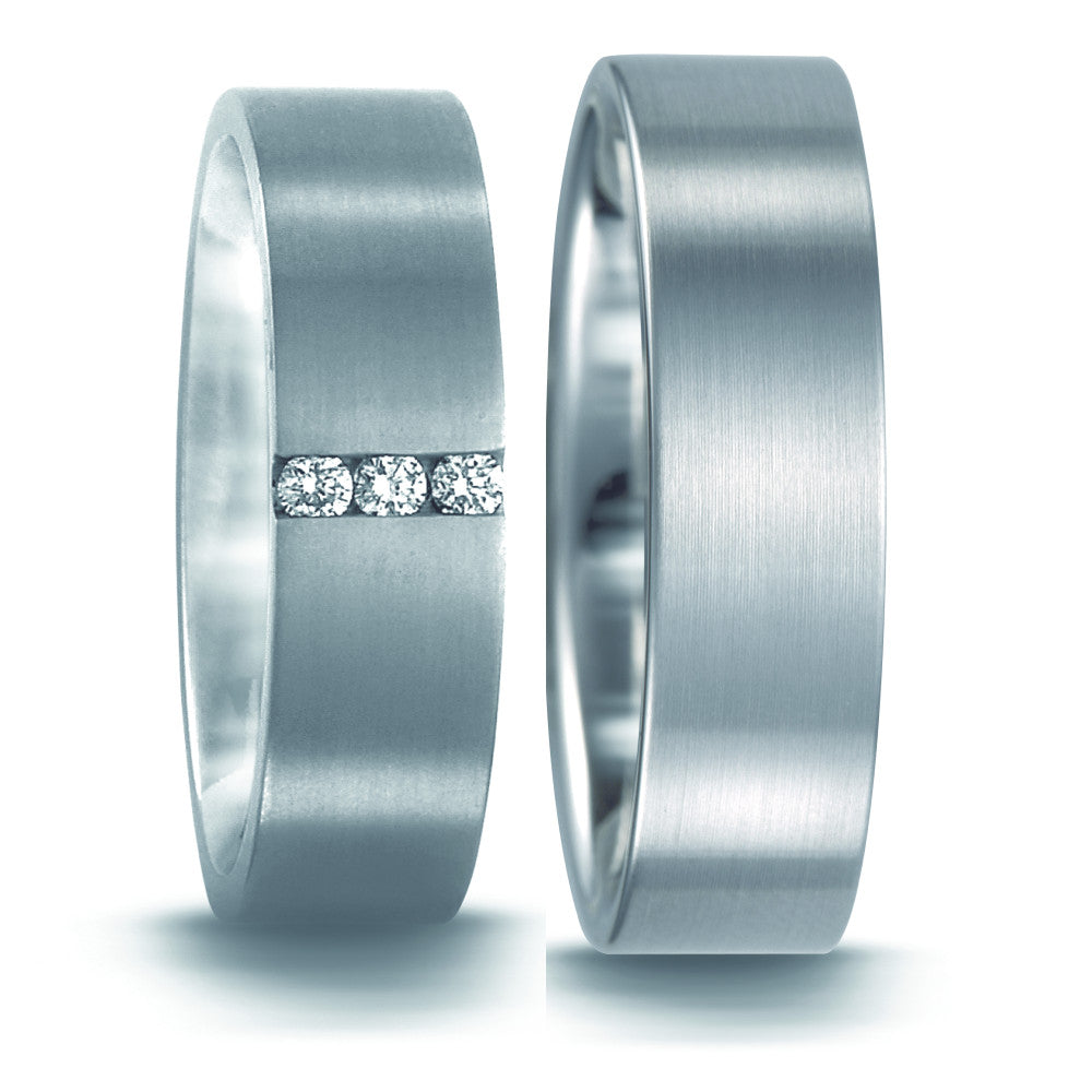 Fingerring 950 Palladium Diamant 0.06 ct, 3 Steine, tw-si, Made in Germany