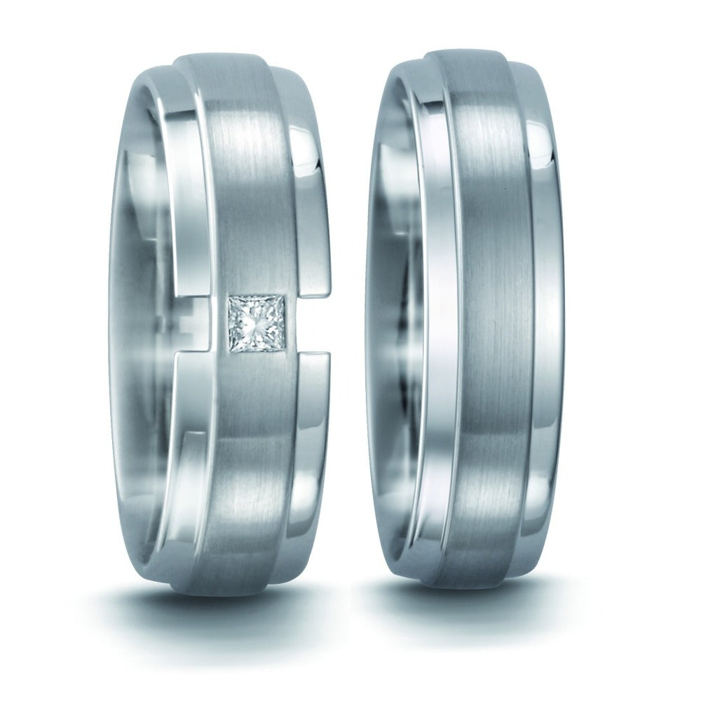 Fingerring 950 Palladium Diamant 0.065 ct, tw-vvsi, Made in Germany