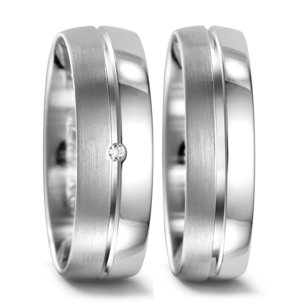 Fingerring 950 Palladium Diamant 0.01 ct, w-si, Made in Germany