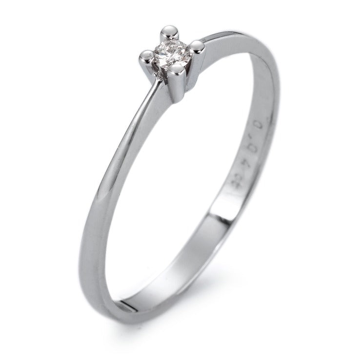 Solitär Ring 750/18 K Weissgold Diamant weiss, 0.04 ct, si rhodiniert, Made in Germany