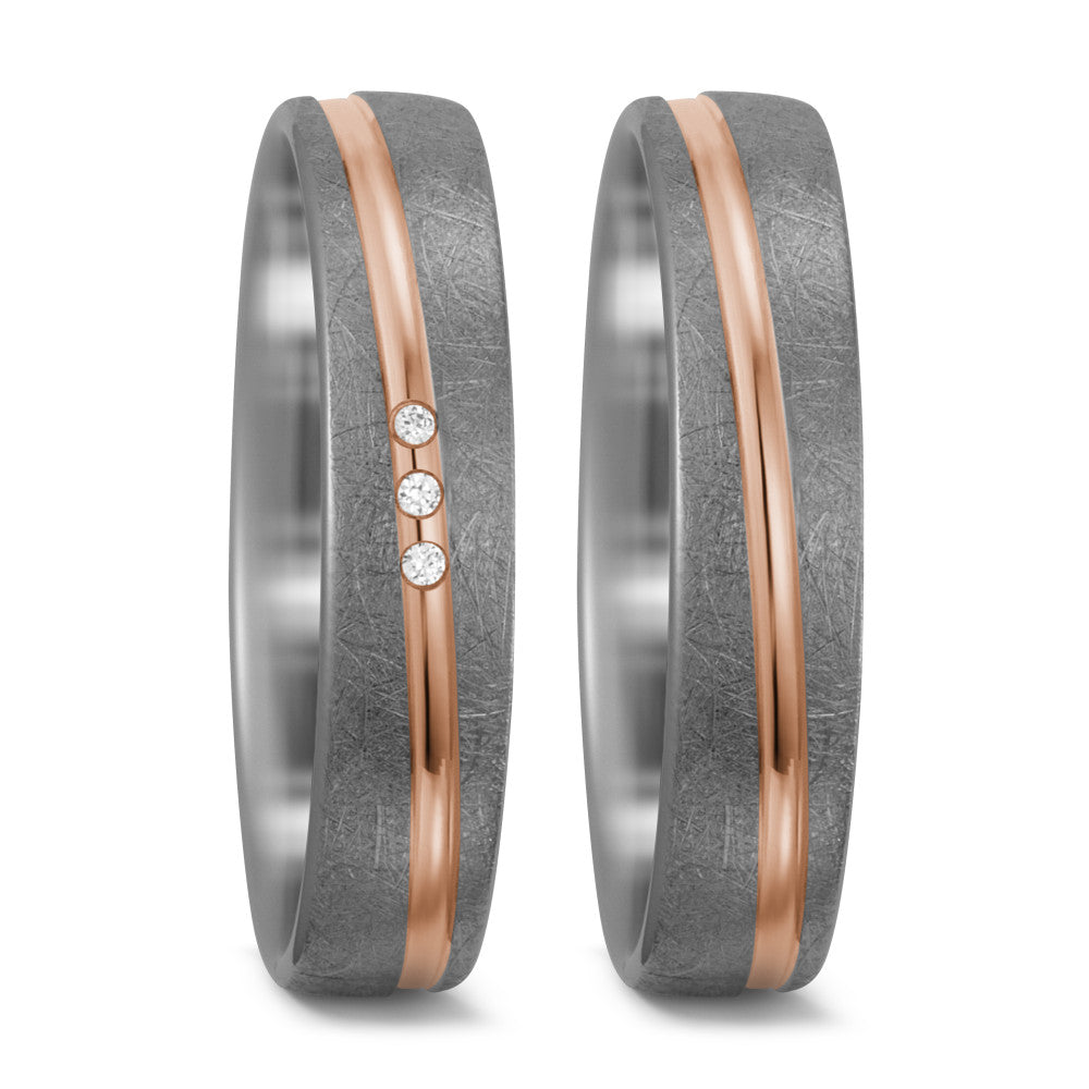 Fingerring 500 Palladium, 585/14 K Rotgold, Made in Germany