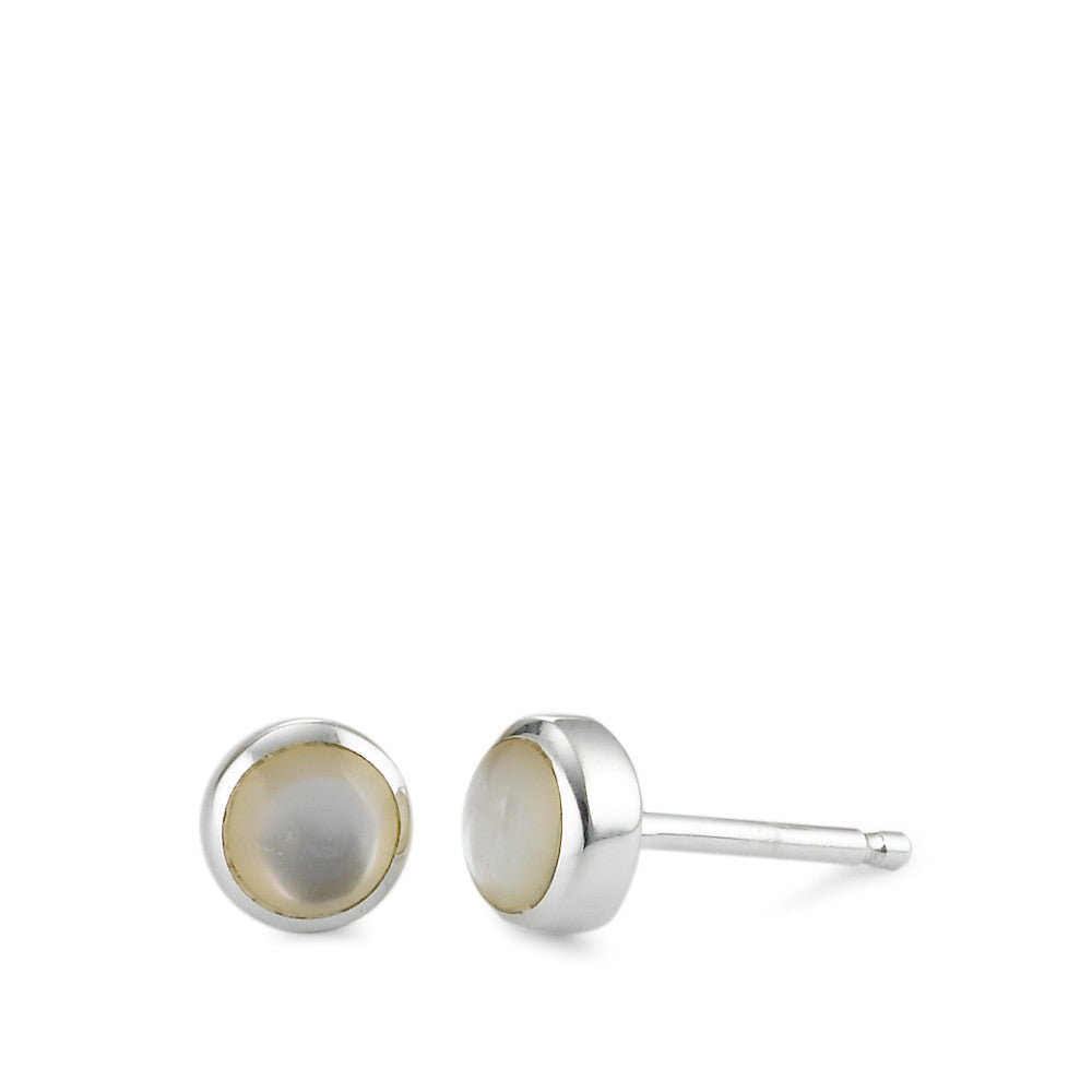 Ohrstecker Silber Perlmutt weiss, 2 Perlen Ø5.5 mm