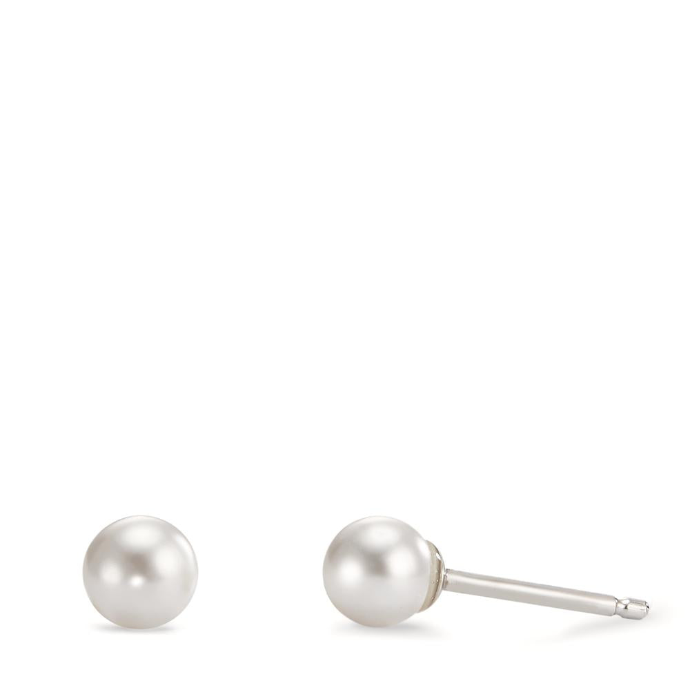 Ohrstecker Silber rhodiniert shining Pearls weiss, 2 Perlen, 5 mm