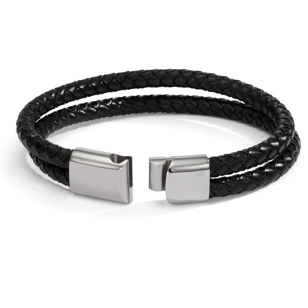 Armband Edelstahl, Leder 21 cm