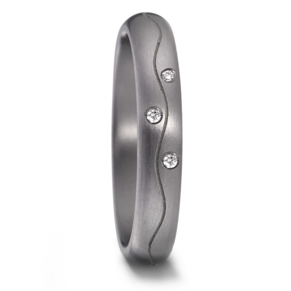 Partnerring aus Tantal mit Diamant 0.03 ct und feinmattierter Oberfläche, Made in Germany