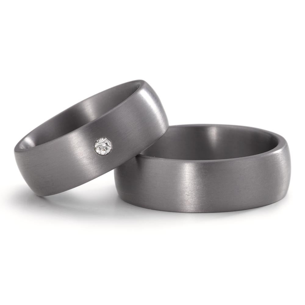 Partnerring aus Tantal mit Diamant 0.05 ct und feinmattierter Oberfläche, Made in Germany