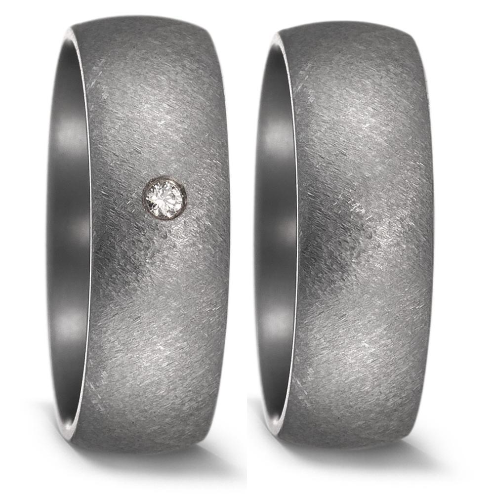 Partnerring aus Tantal mit Diamant 0.03 ct und fein diamantierter Oberfläche, Made in Germany