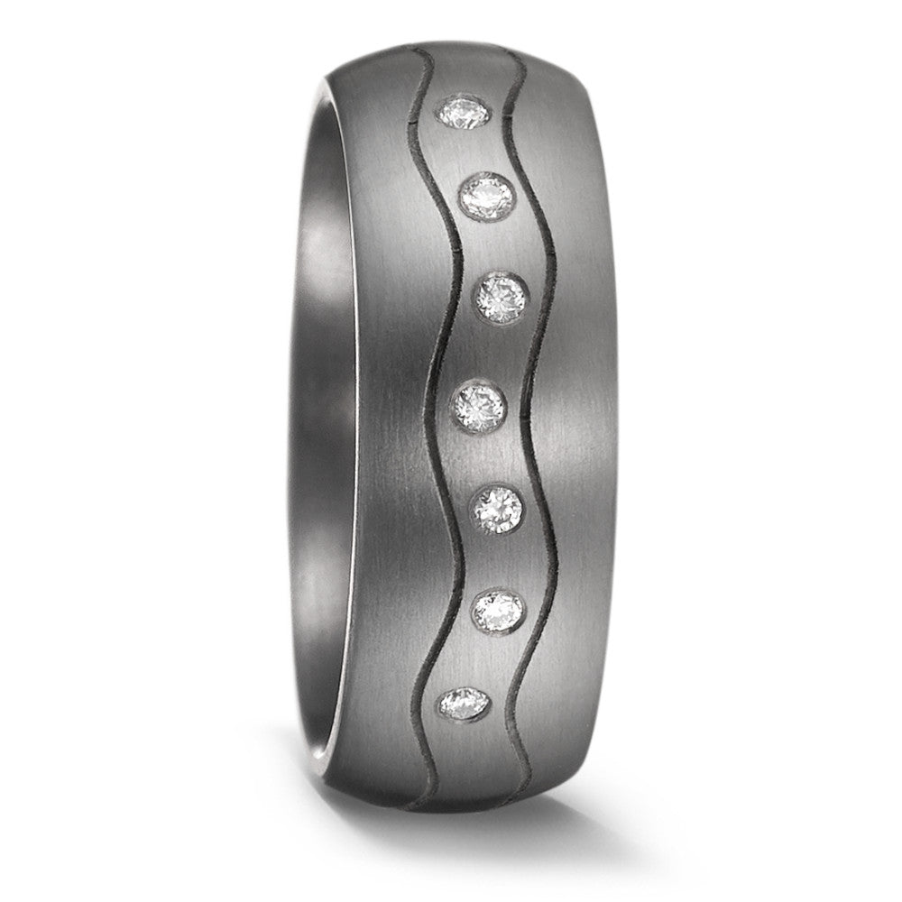 Partnerring aus Tantal mit Diamant 0.07 ct und feinmattierter Oberfläche, Made in Germany