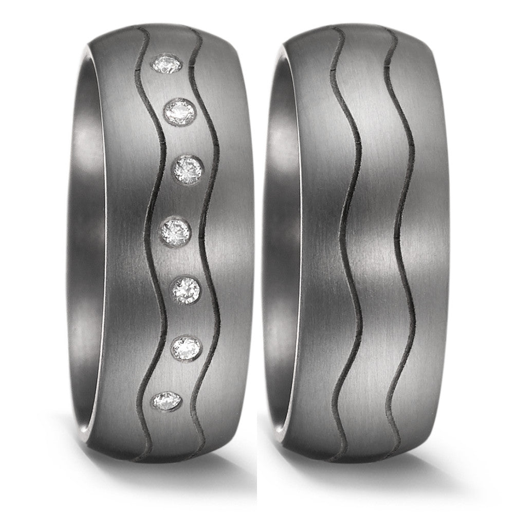 Partnerring aus Tantal mit Diamant 0.07 ct und feinmattierter Oberfläche, Made in Germany