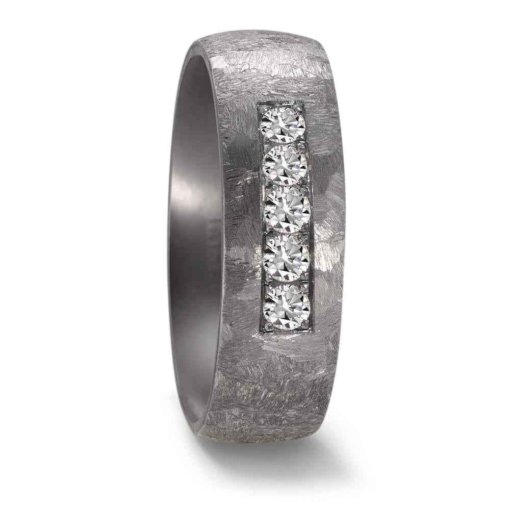Partnerring aus Tantal mit Diamant 0.25 ct und strukturierter Oberfläche, Made in Germany