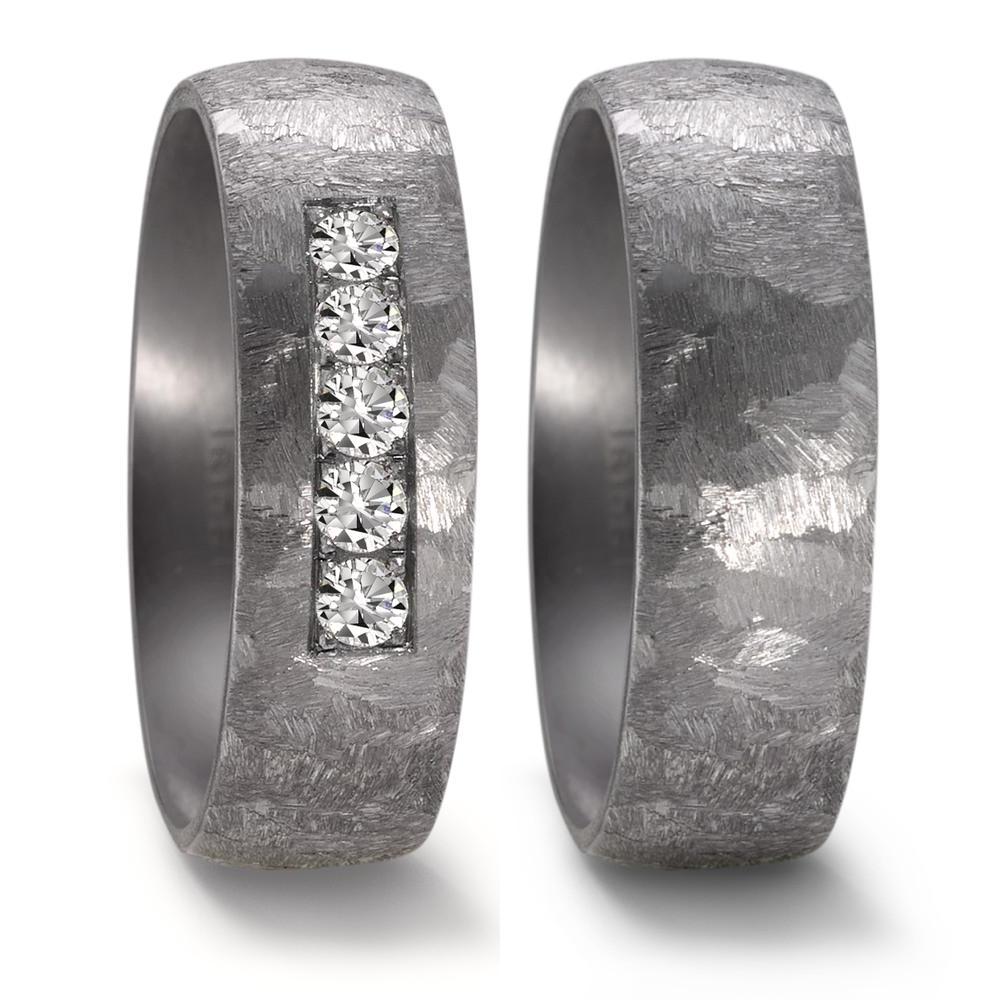 Partnerring aus Tantal mit Diamant 0.25 ct und strukturierter Oberfläche, Made in Germany