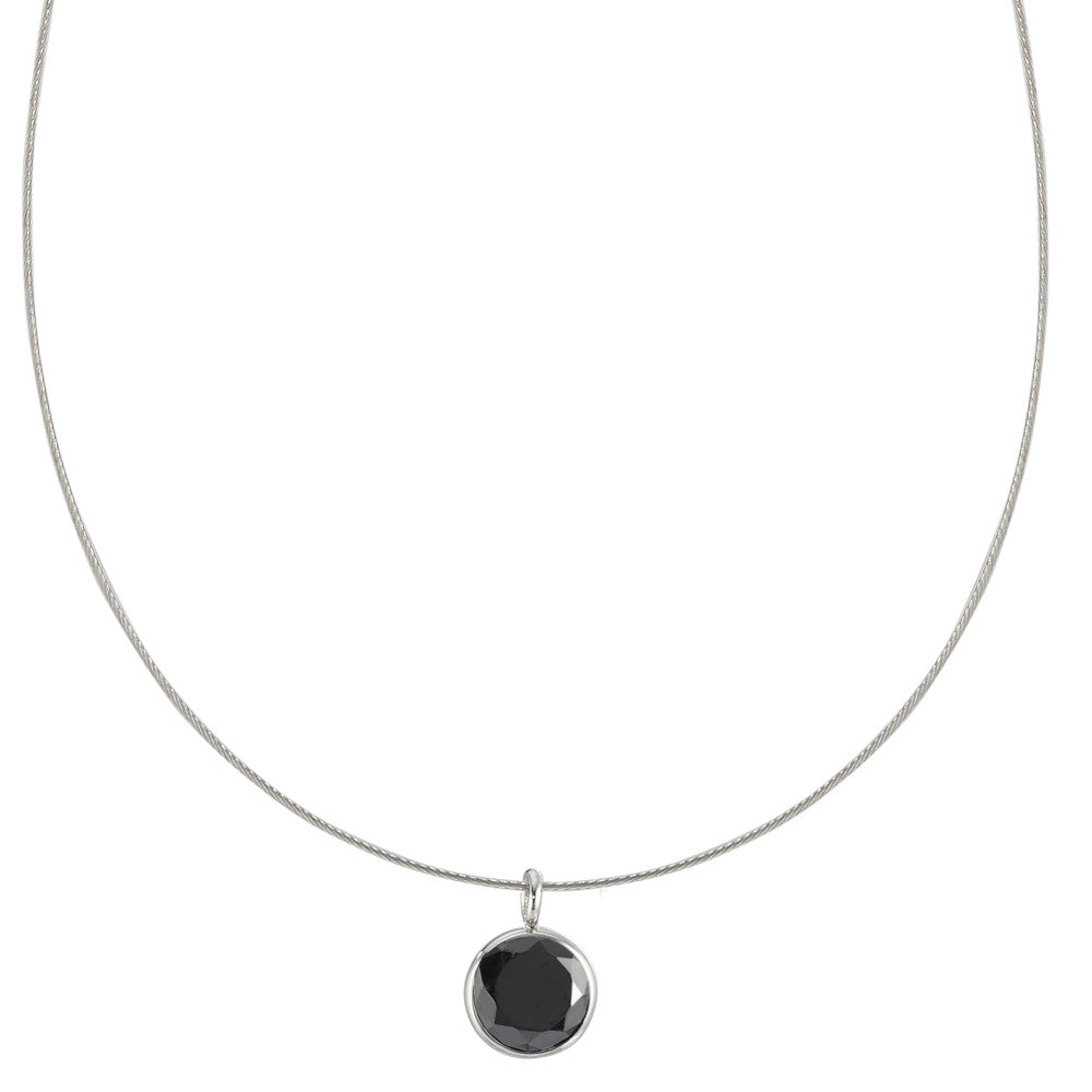 Collier Edelstahl Zirkonia schwarz 42 cm