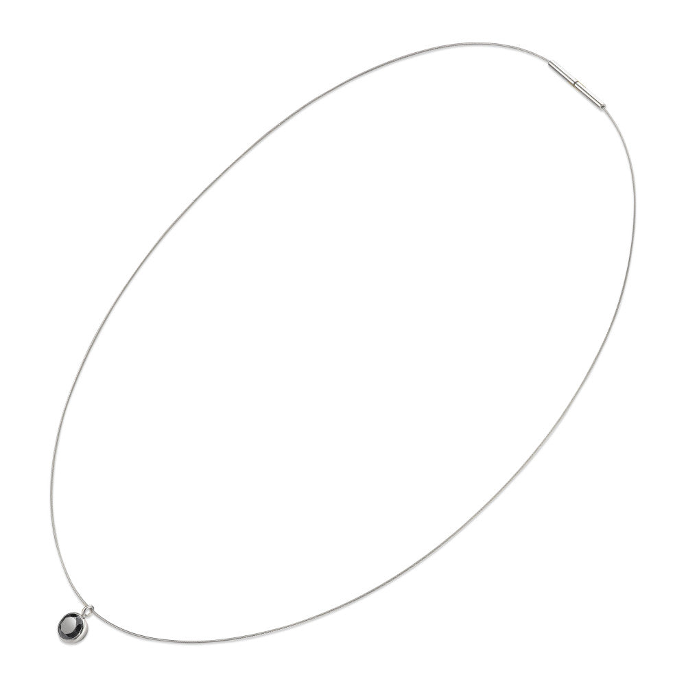 Collier Edelstahl Zirkonia schwarz 42 cm