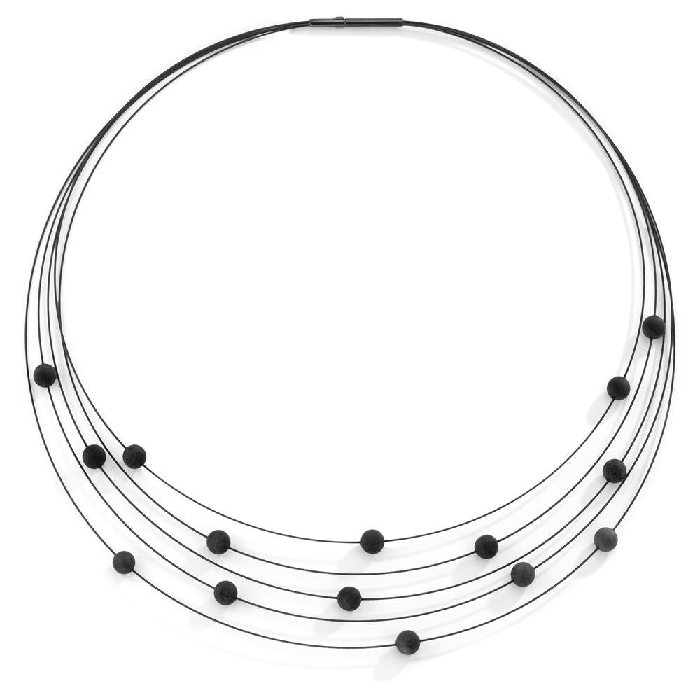 Spiralcollier Nera aus schwarzem Edelstahl mit Carbon, 45cm