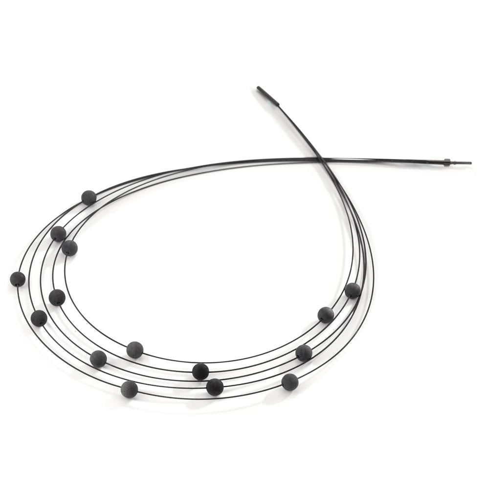 Spiralcollier Nera aus schwarzem Edelstahl mit Carbon, 45cm