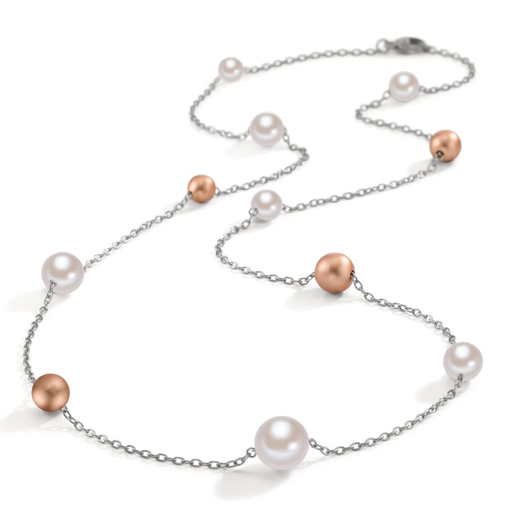 Halskette Arya Edelstahl mit Light Rosé Aluminium Pearls und Muschelperlen, 60cm