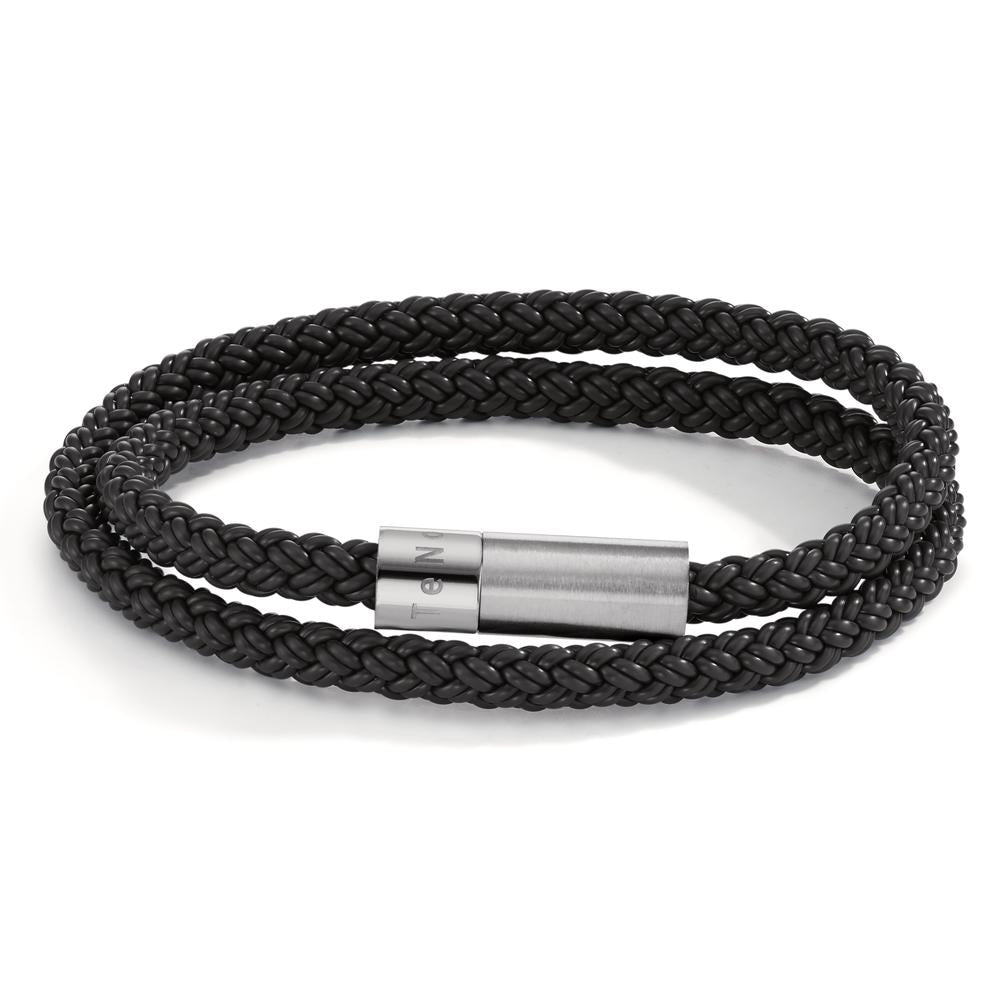 Wickelarmband Heritage Sport, Edelstahl, Silikon-Kautschuk schwarz, 19cm, Made in Germany