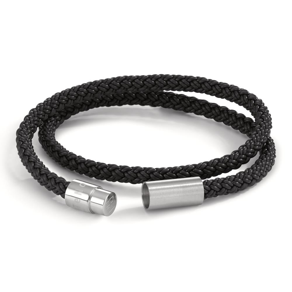 Wickelarmband Heritage Sport, Edelstahl, Silikon-Kautschuk schwarz, 19cm, Made in Germany