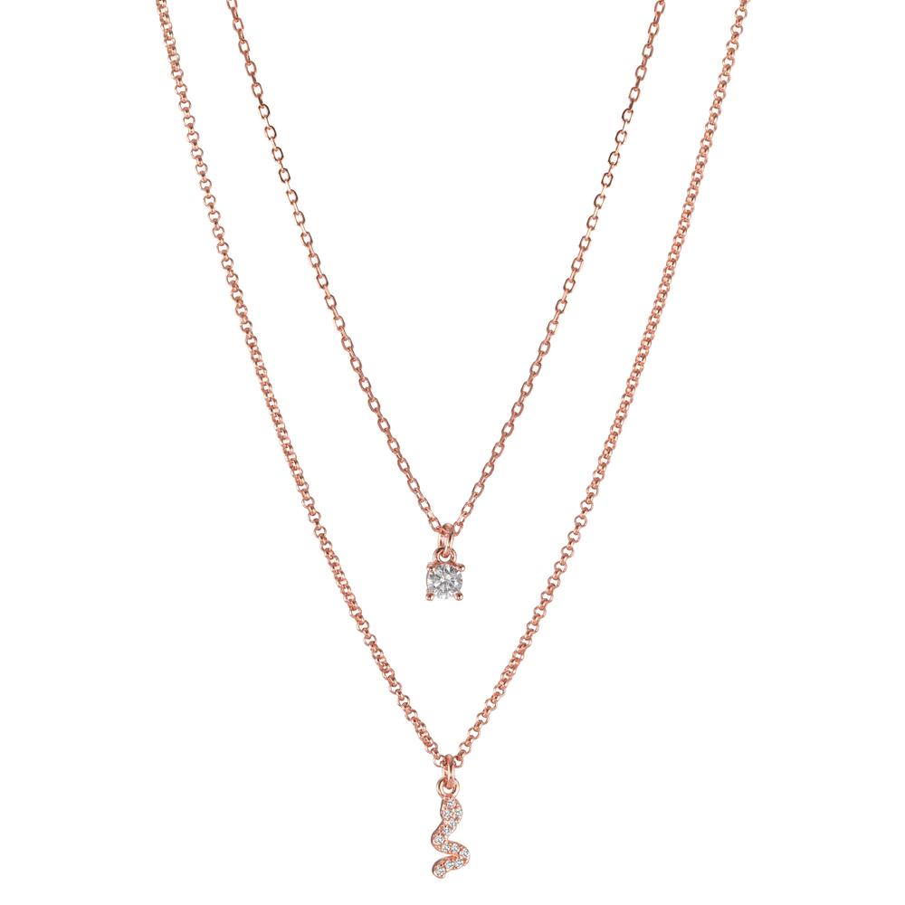 Collier Silber Zirkonia 13 Steine rosé vergoldet Schlange 40-44 cm verstellbar