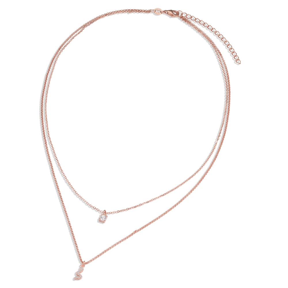 Collier Silber Zirkonia 13 Steine rosé vergoldet Schlange 40-44 cm verstellbar