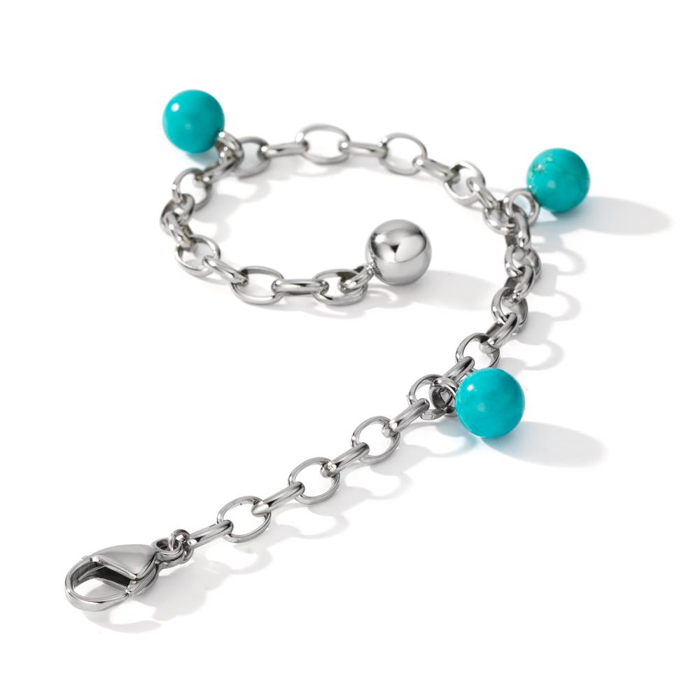 Armband Edelstahl Türkis 3 Steine 17.5-19.5 cm verstellbar Ø4 mm