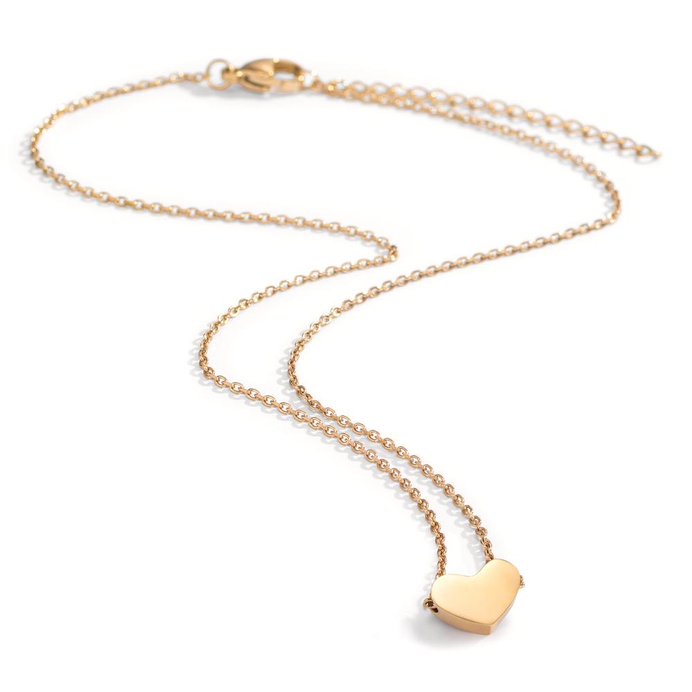 Collier Edelstahl gelb IP beschichtet Herz 40-45 cm verstellbar