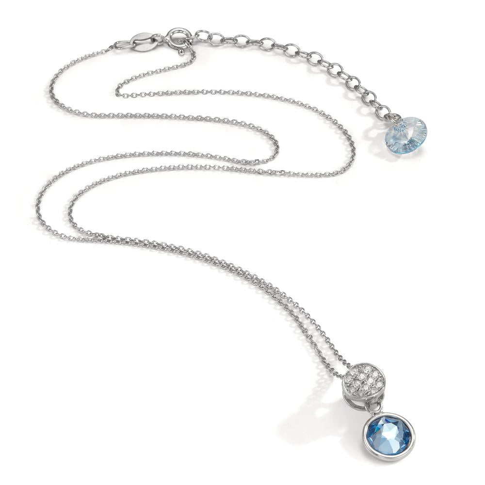 Collier Silber Zirkonia aqua rhodiniert 42-47 cm verstellbar