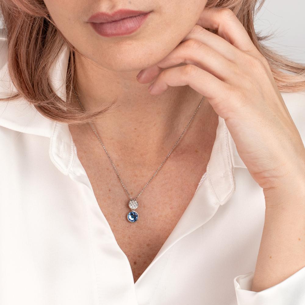 Collier Silber Zirkonia aqua rhodiniert 42-47 cm verstellbar