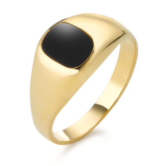 Fingerring 750/18 K Gelbgold Onyx, Made in Germany