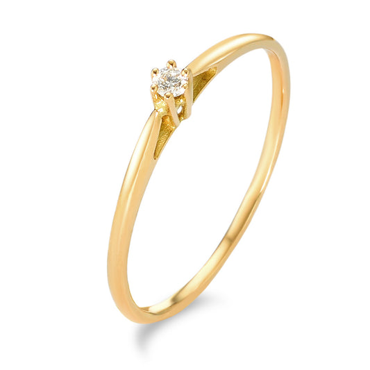 Solitär Ring 750/18 K Gelbgold Diamant 0.05 ct, w-si, Made in France