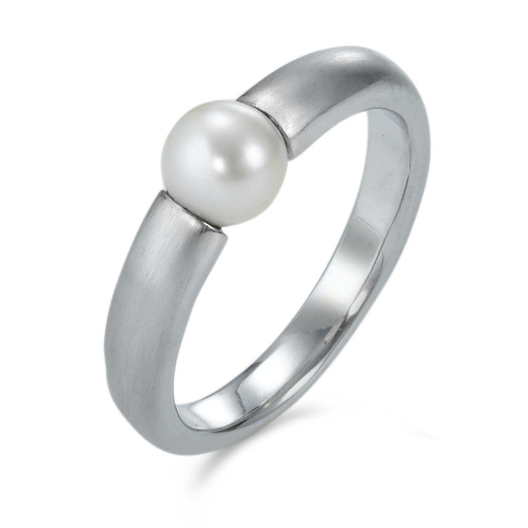 Fingerring 750/18 K Weissgold Süsswasserzuchtperle weiss, 6 mm, Made in Germany