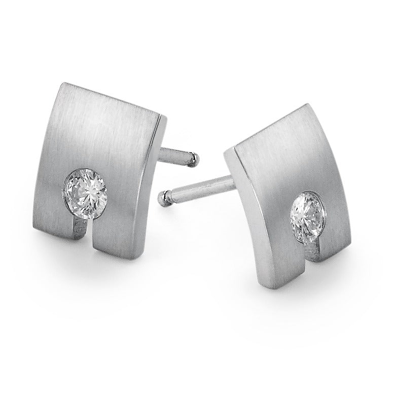 Ohrstecker 750/18 K Weissgold Diamant 0.20 ct, 2 Steine, w-si, Made in Germany