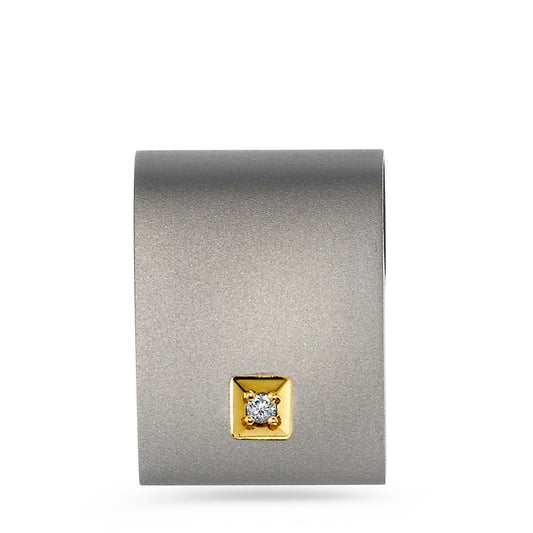 Anhänger Titan, 750/18 K Gelbgold Diamant 0.02 ct, w-si, Made in Germany