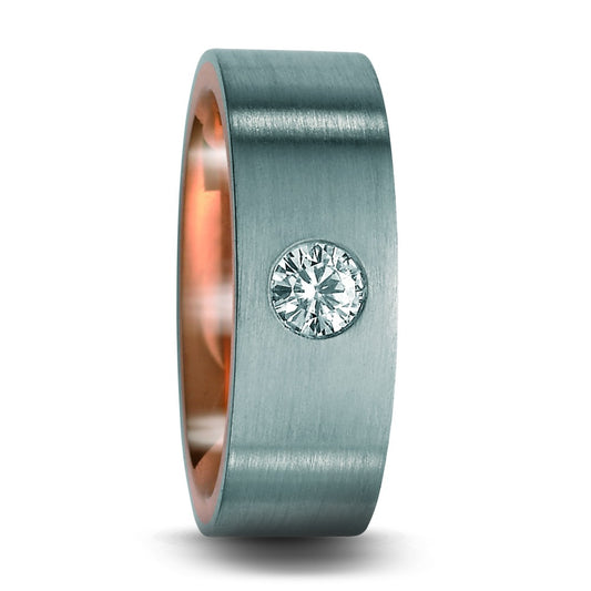 Fingerring 950 Platin, 750/18 K Rotgold Moissanite rund, 4 mm, Made in Germany