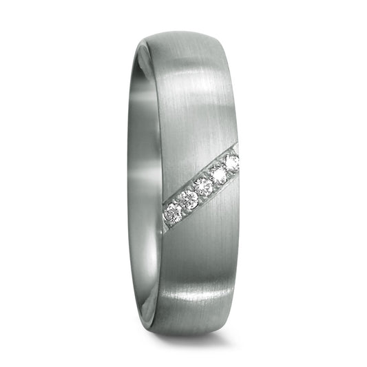 Fingerring 950 Platin Diamant 0.035 ct, 5 Steine, tw-if, Made in Germany