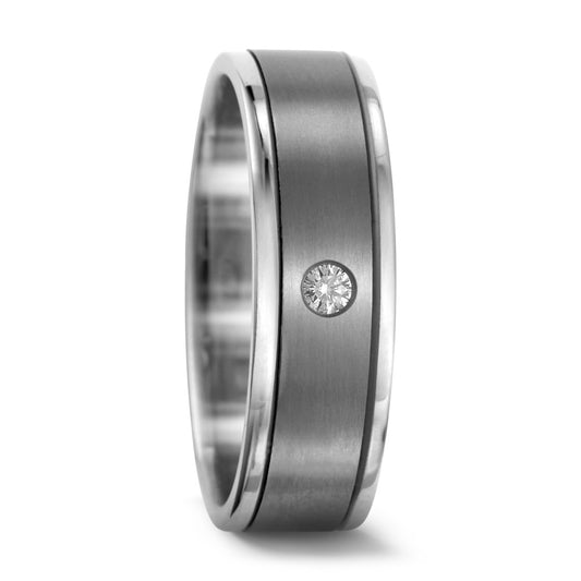 Fingerring Titan, 750/18 K Weissgold Diamant 0.05 ct, w-si, Made in Germany