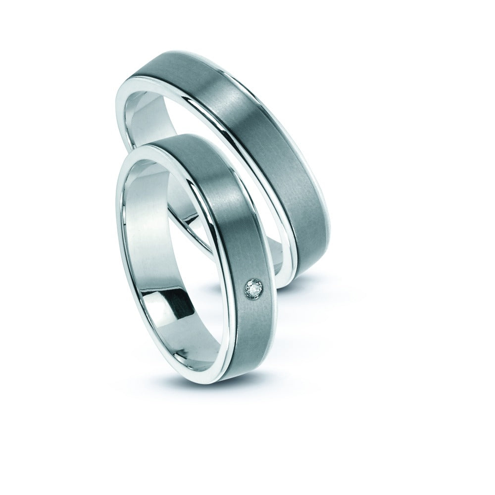 Fingerring Titan, 750/18 K Weissgold Diamant 0.05 ct, w-si, Made in Germany