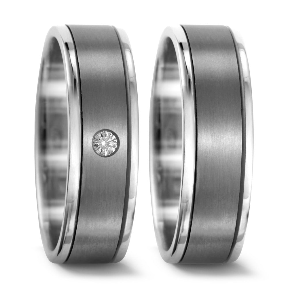 Fingerring Titan, 750/18 K Weissgold Diamant 0.05 ct, w-si, Made in Germany