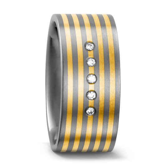 Fingerring Titan, 750/18 K Gelbgold Diamant 0.05 ct, w-si, Made in Germany